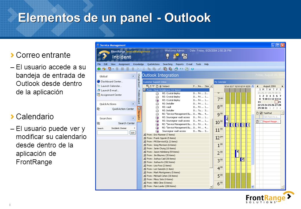 Elementos de un panel - Outlook