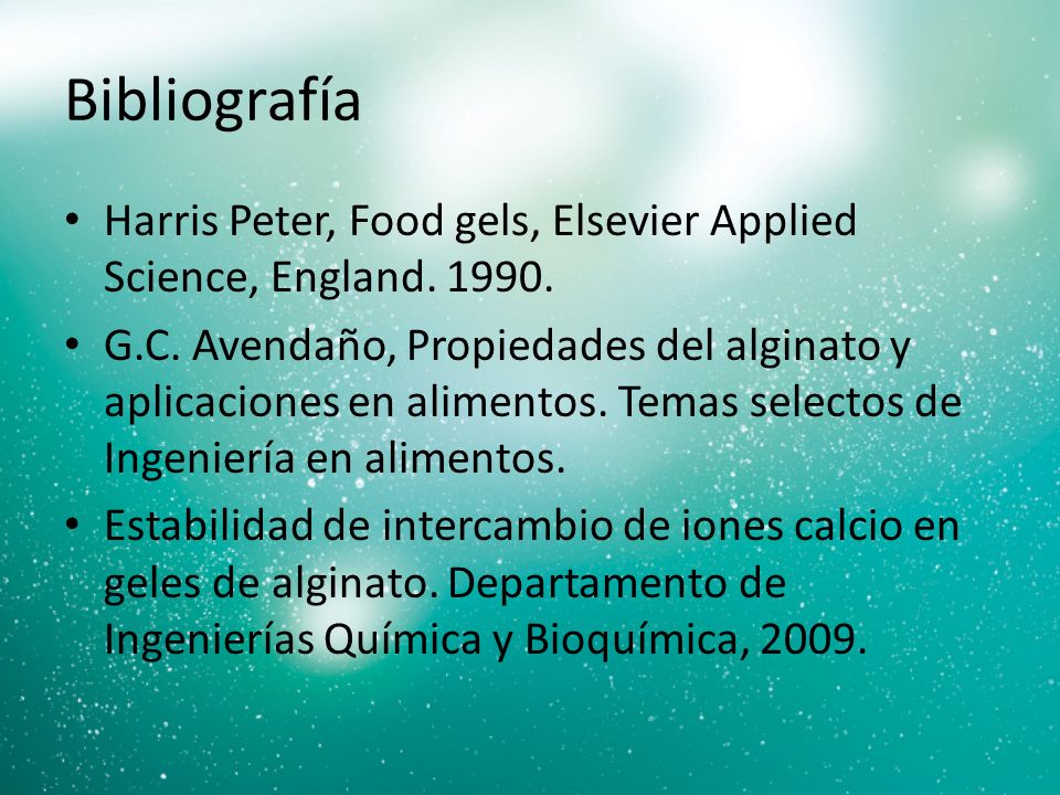 Bibliografía Harris Peter, Food gels, Elsevier Applied Science, England
