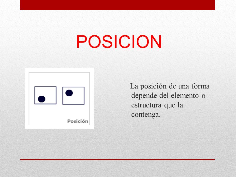 POSICION La posición de una forma depende del elemento o estructura que la contenga.