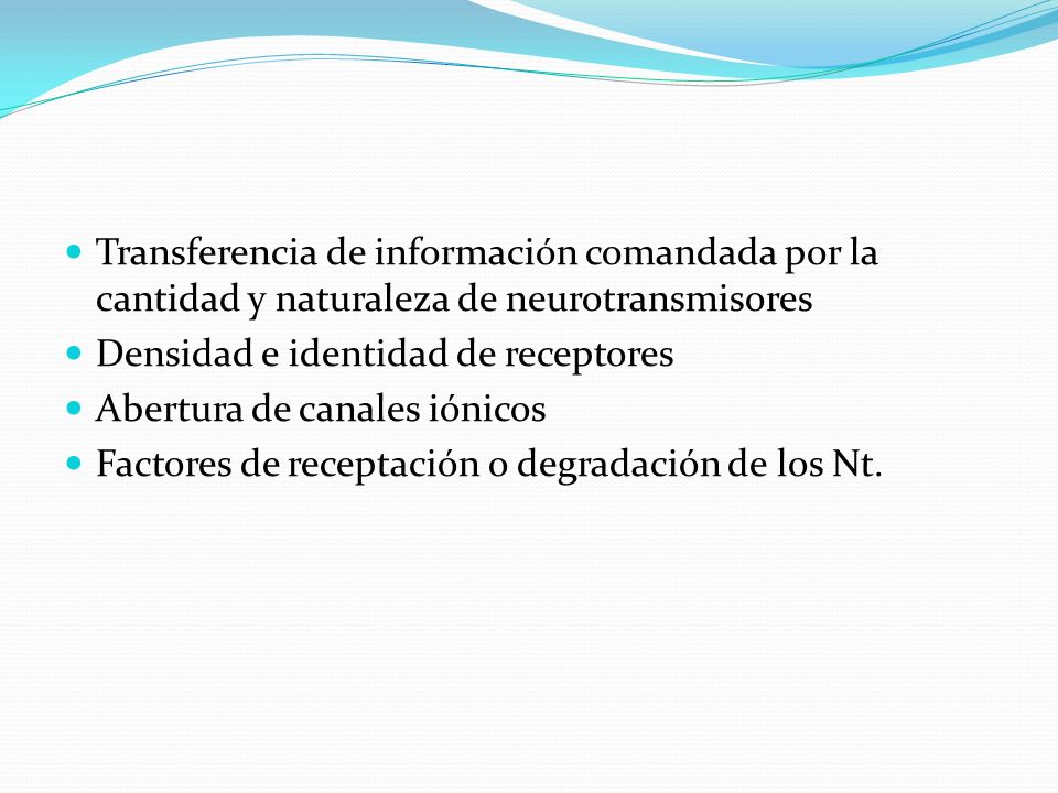 Transferencia de información comandada por la cantidad y naturaleza de neurotransmisores