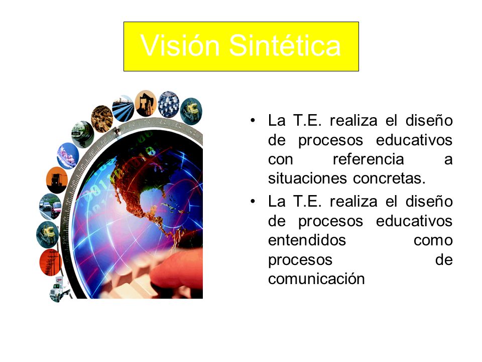 Visión Sintética La T.E. realiza el diseño de procesos educativos con referencia a situaciones concretas.
