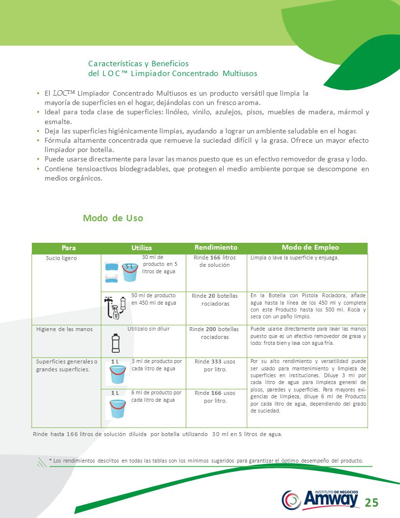 25 Modo de Uso 5 L producto en 5 Características y Beneficios