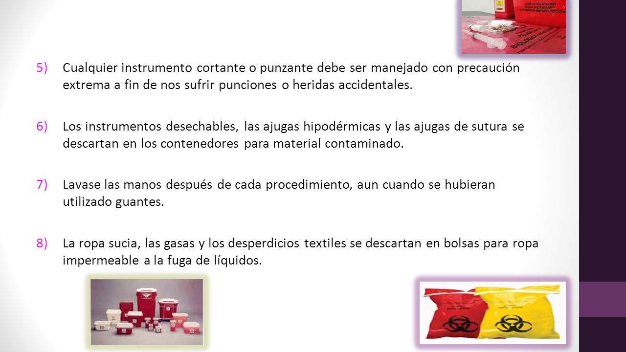 Cualquier instrumento cortante o punzante debe ser manejado con precaución extrema a fin de nos sufrir punciones o heridas accidentales.
