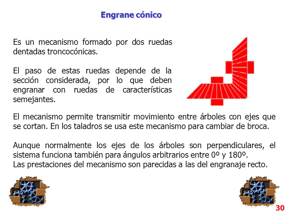Es un mecanismo formado por dos ruedas dentadas troncocónicas.