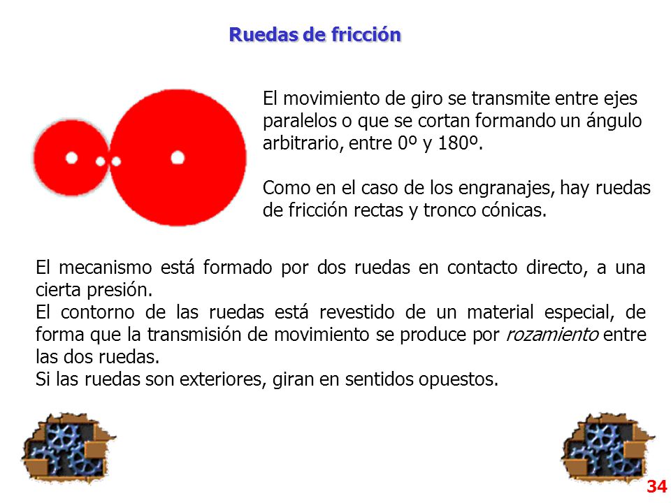 Si las ruedas son exteriores, giran en sentidos opuestos.