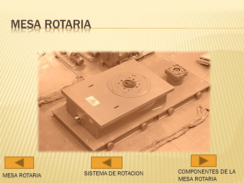 Mesa rotaria COMPONENTES DE LA MESA ROTARIA SISTEMA DE ROTACION