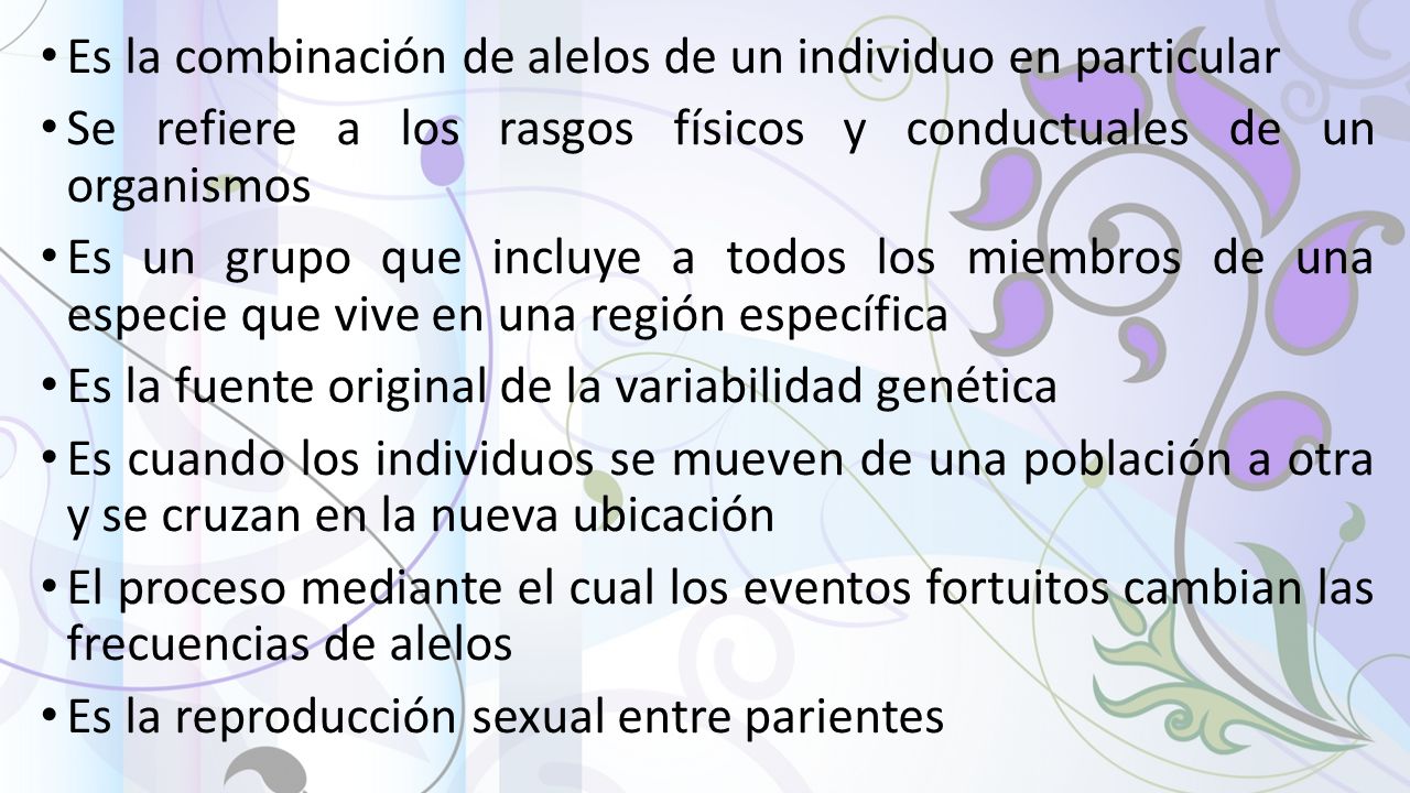 Es la combinación de alelos de un individuo en particular