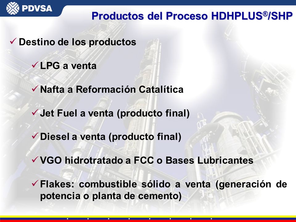 Productos del Proceso HDHPLUS®/SHP