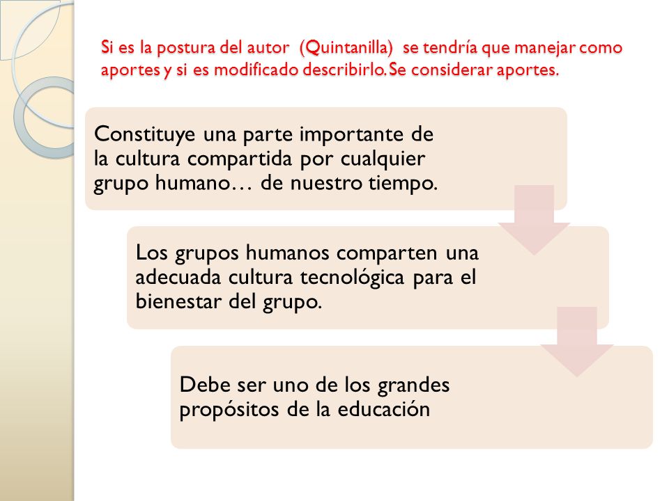 Si es la postura del autor (Quintanilla) se tendría que manejar como aportes y si es modificado describirlo. Se considerar aportes.