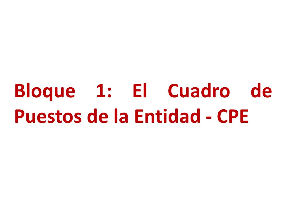 Bloque 1: El Cuadro de Puestos de la Entidad - CPE