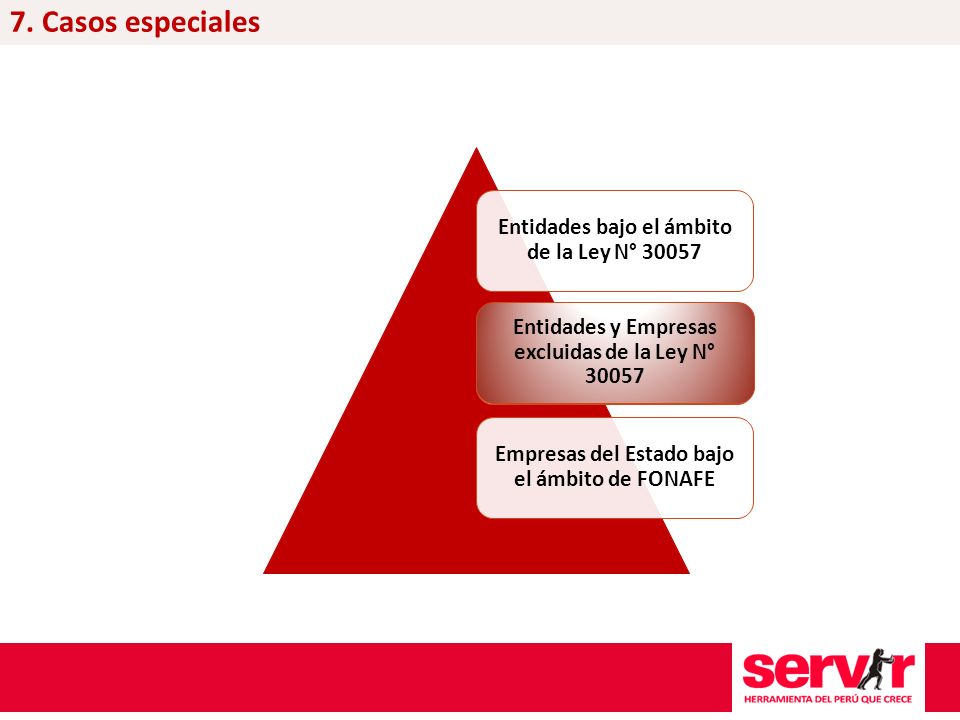 7. Casos especiales Entidades y Empresas excluidas de la Ley N° 30057