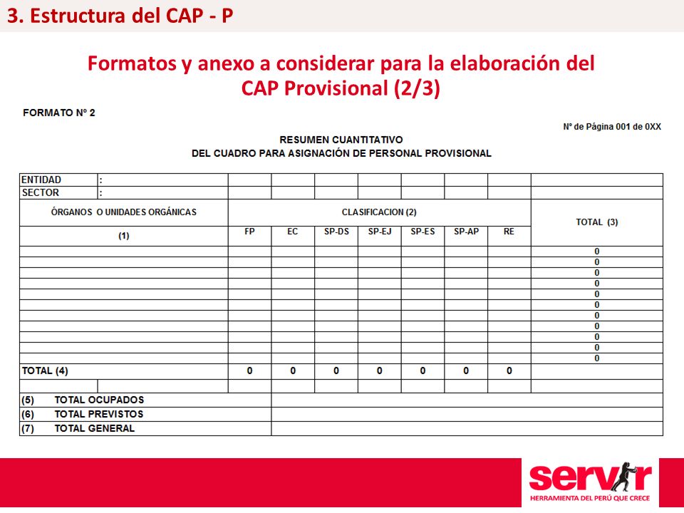 3. Estructura del CAP - P Formatos y anexo a considerar para la elaboración del CAP Provisional (2/3)