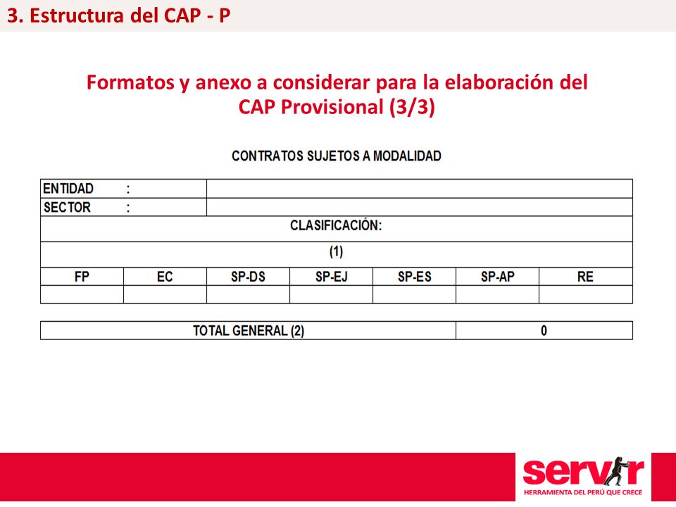 3. Estructura del CAP - P Formatos y anexo a considerar para la elaboración del CAP Provisional (3/3)