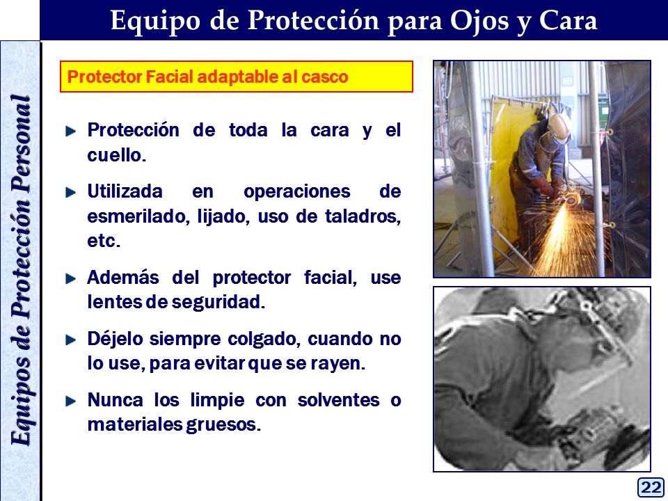 Equipo de Protección para Ojos y Cara Equipos de Protección Personal