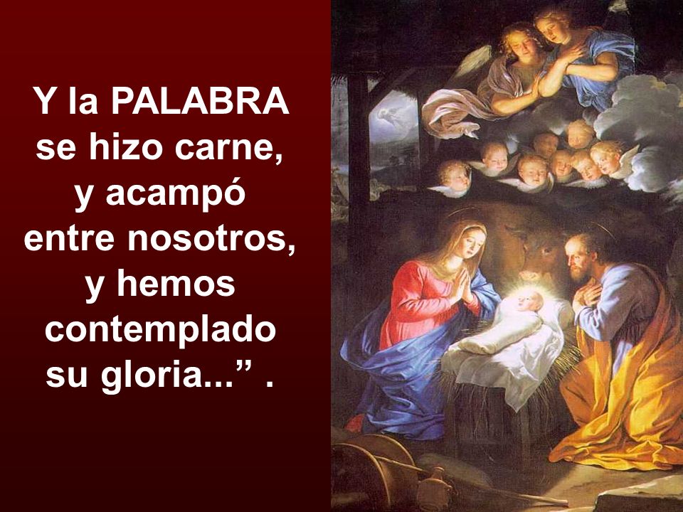 Y la PALABRA se hizo carne, y acampó entre nosotros, y hemos contemplado su gloria... .