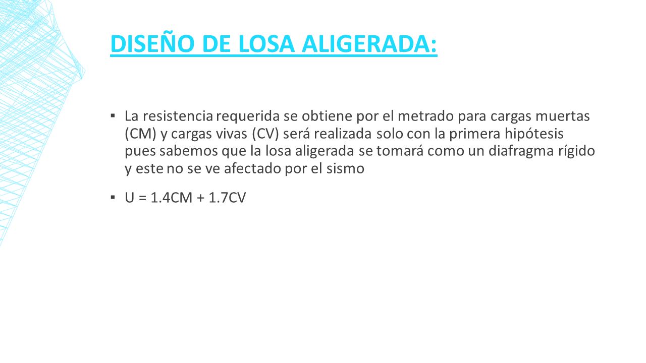DISEÑO DE LOSA ALIGERADA: