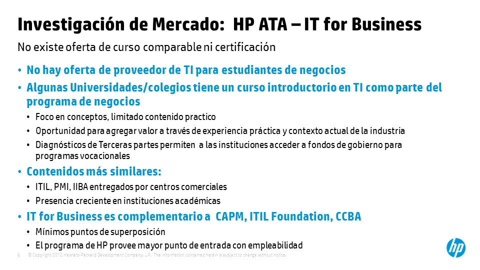 Investigación de Mercado: HP ATA – IT for Business