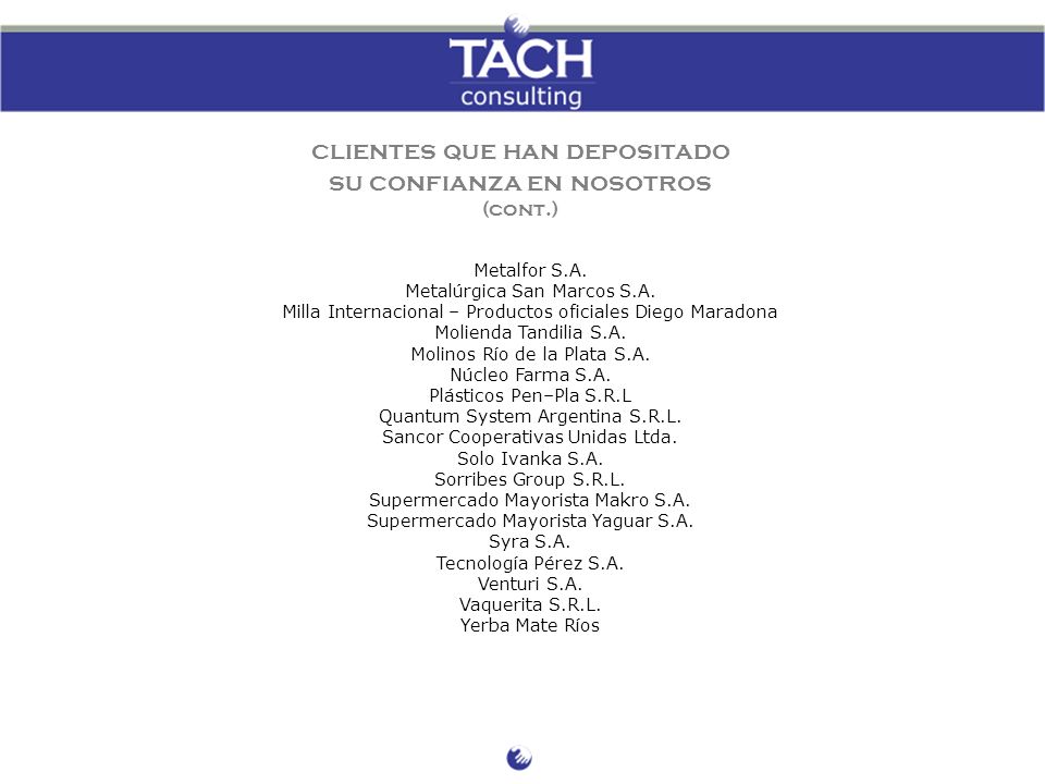 clientes que han depositado su confianza en nosotros (cont.)