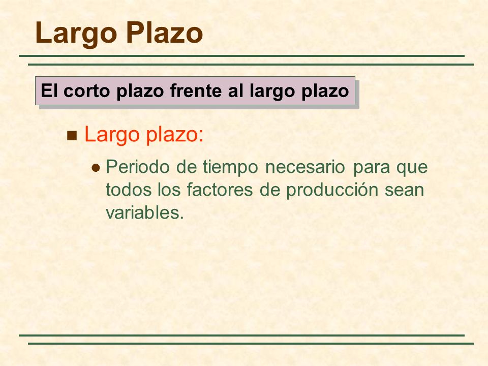 El corto plazo frente al largo plazo