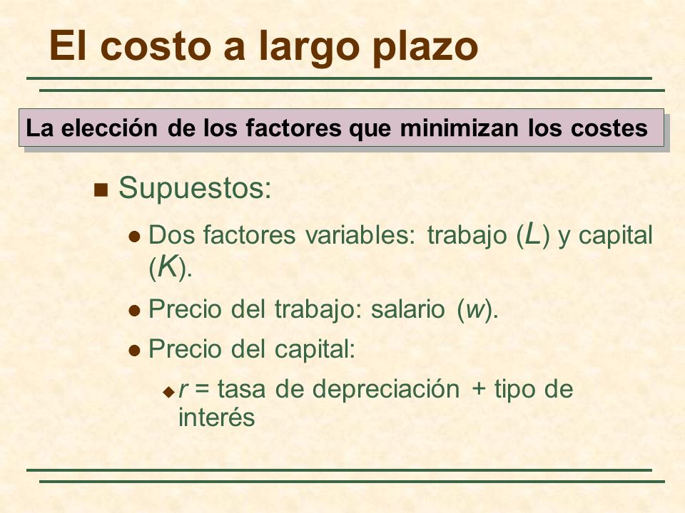 La elección de los factores que minimizan los costes