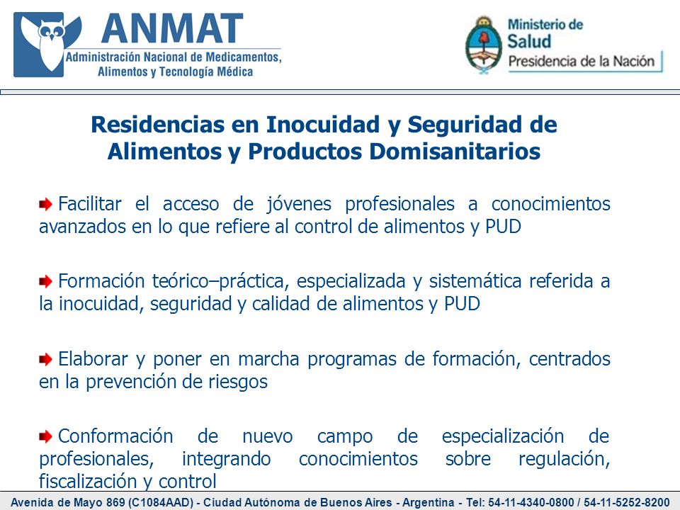 Residencias en Inocuidad y Seguridad de Alimentos y Productos Domisanitarios