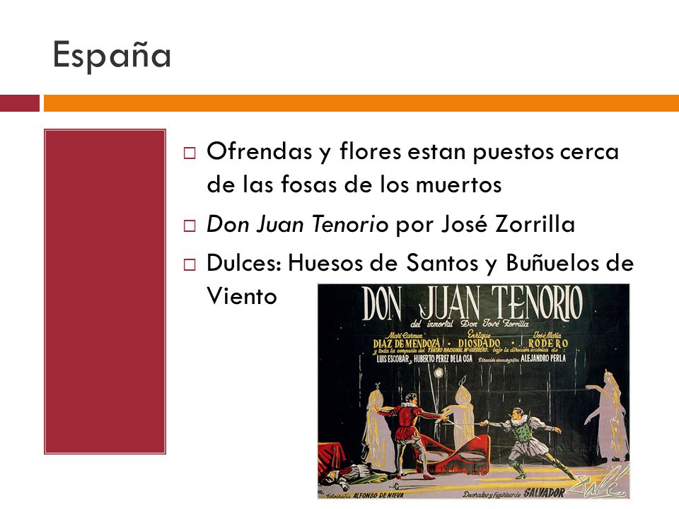España Ofrendas y flores estan puestos cerca de las fosas de los muertos. Don Juan Tenorio por José Zorrilla.