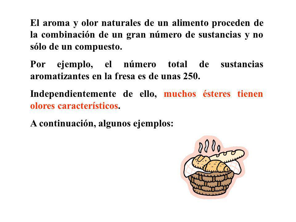 El aroma y olor naturales de un alimento proceden de la combinación de un gran número de sustancias y no sólo de un compuesto.