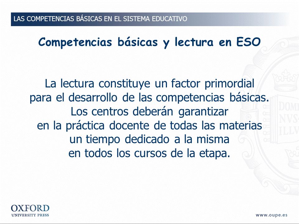 Competencias básicas y lectura en ESO