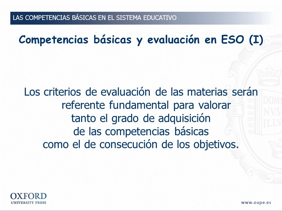 Competencias básicas y evaluación en ESO (I)