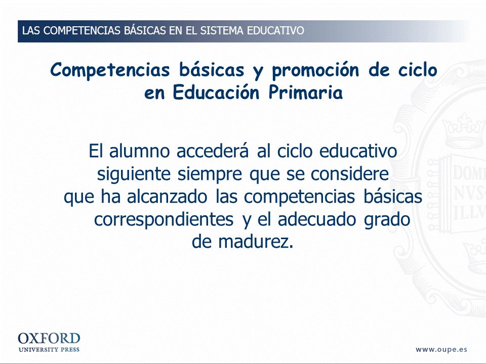 Competencias básicas y promoción de ciclo en Educación Primaria