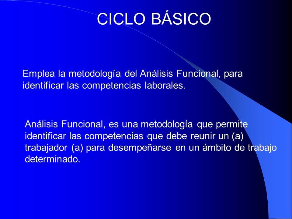CICLO BÁSICO Emplea la metodología del Análisis Funcional, para identificar las competencias laborales.