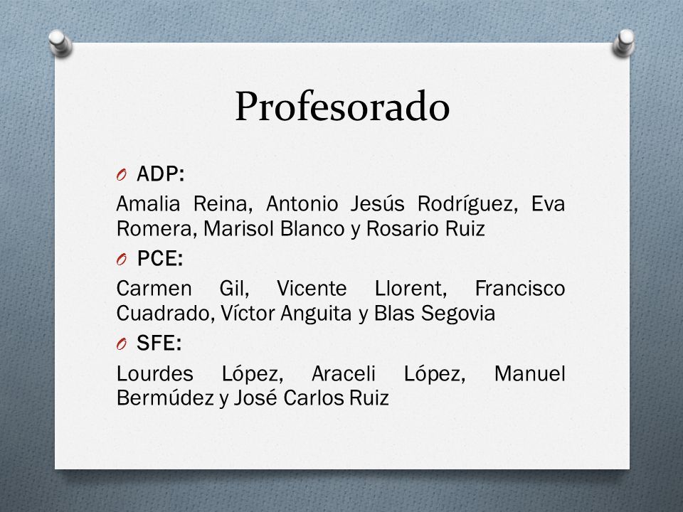 Profesorado ADP: Amalia Reina, Antonio Jesús Rodríguez, Eva Romera, Marisol Blanco y Rosario Ruiz.
