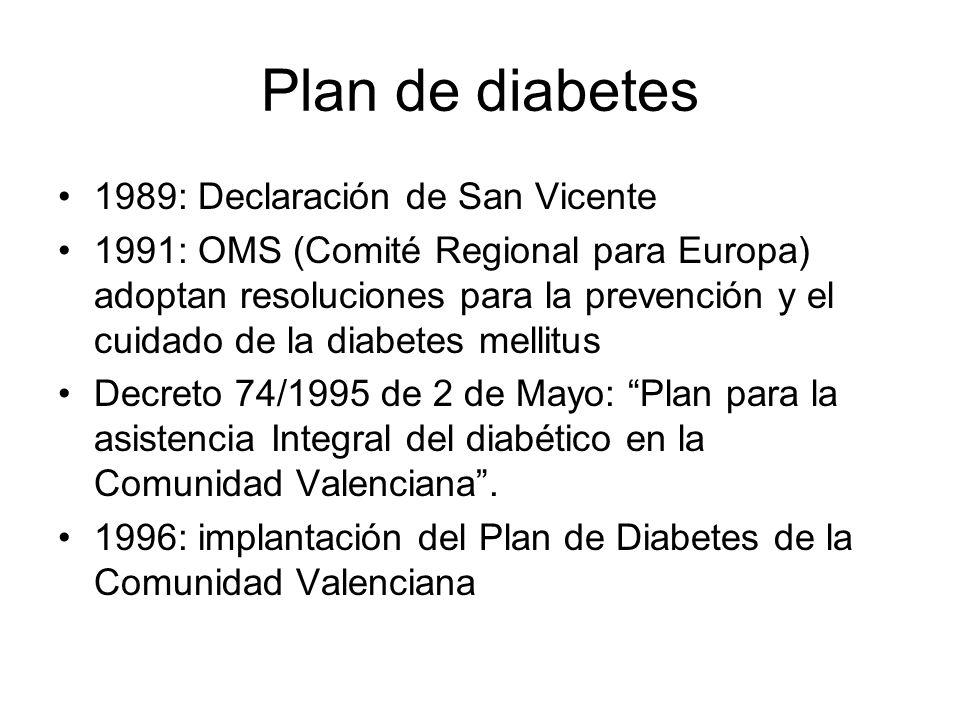 Plan de diabetes 1989: Declaración de San Vicente