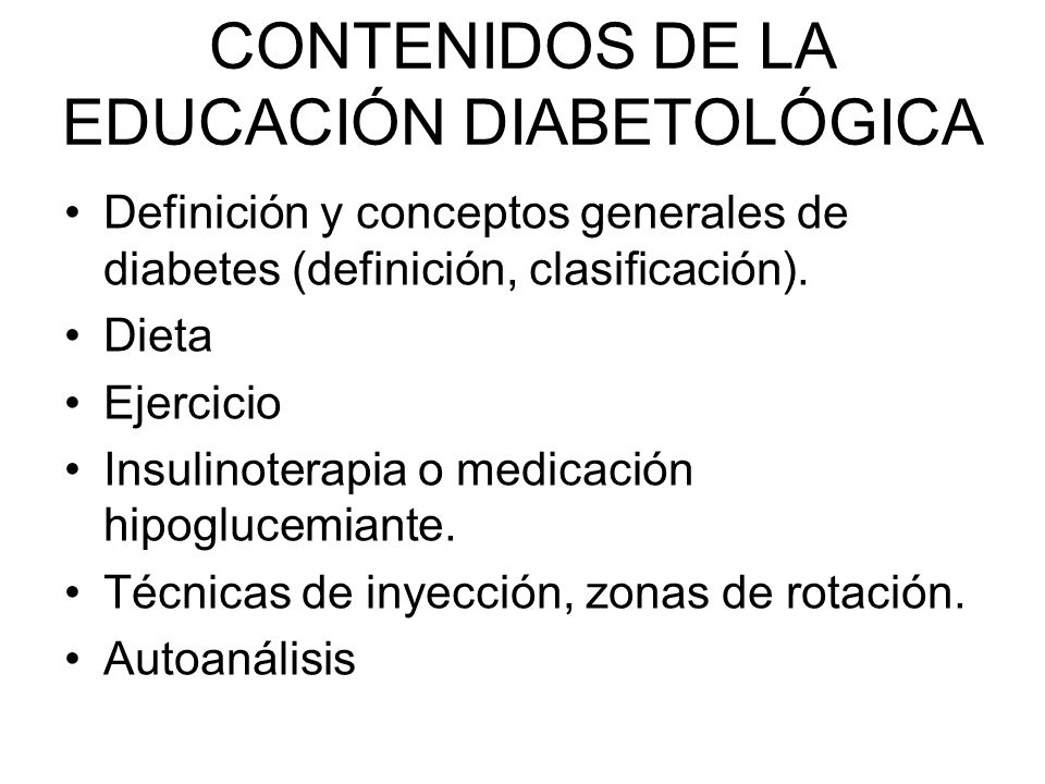 CONTENIDOS DE LA EDUCACIÓN DIABETOLÓGICA