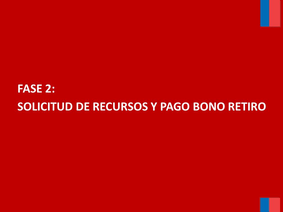 FASE 2: SOLICITUD DE RECURSOS Y PAGO BONO RETIRO