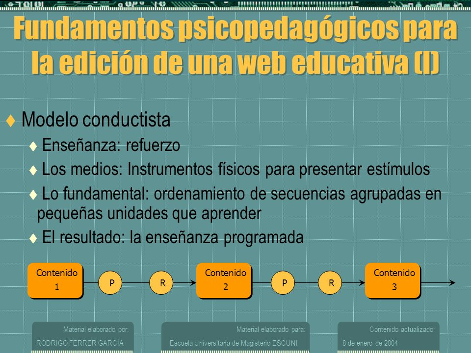 Fundamentos psicopedagógicos para la edición de una web educativa (I)