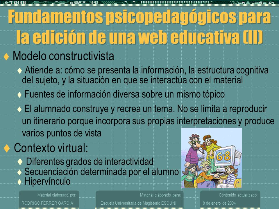 Fundamentos psicopedagógicos para la edición de una web educativa (II)