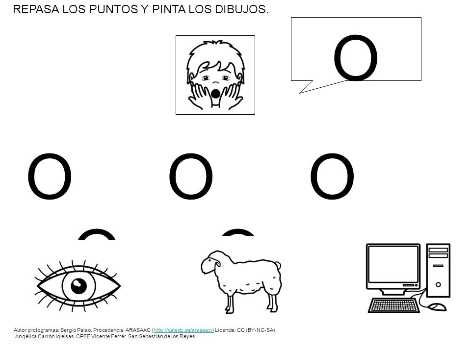 O O O O O O REPASA LOS PUNTOS Y PINTA LOS DIBUJOS.