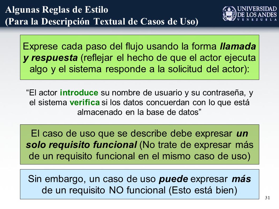 Algunas Reglas de Estilo (Para la Descripción Textual de Casos de Uso)