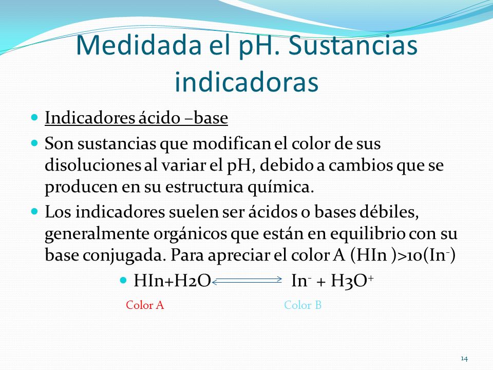 Medidada el pH. Sustancias indicadoras
