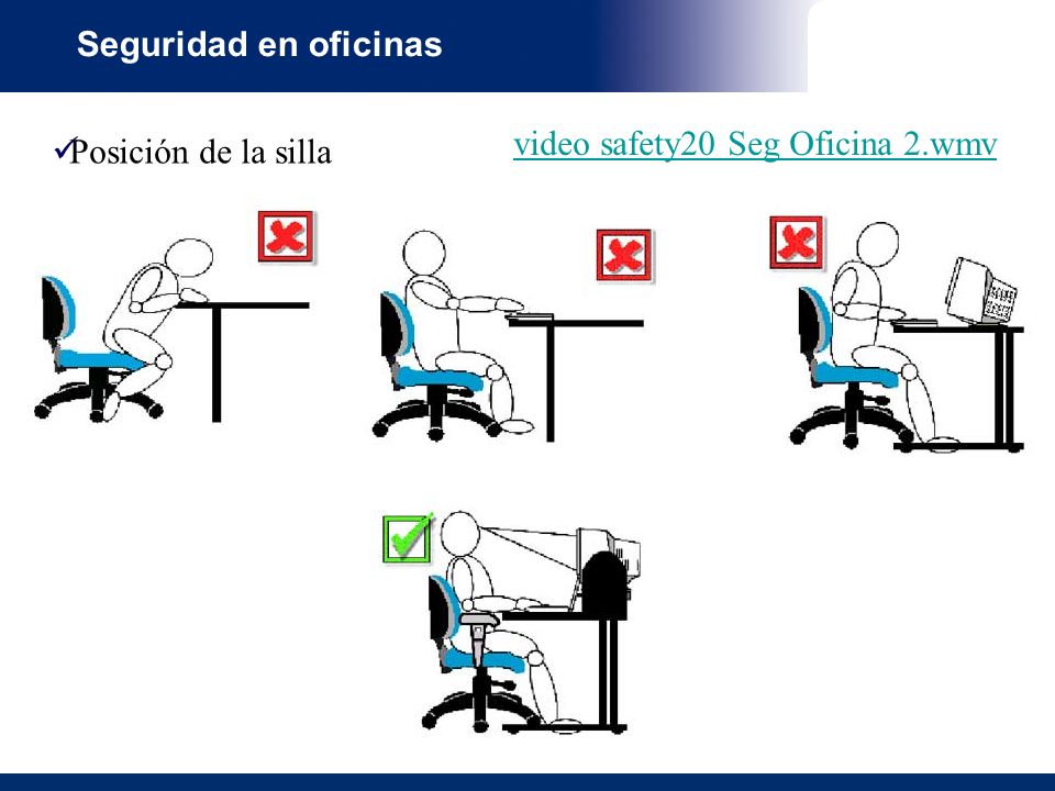 Seguridad en oficinas video safety20 Seg Oficina 2.wmv Posición de la silla