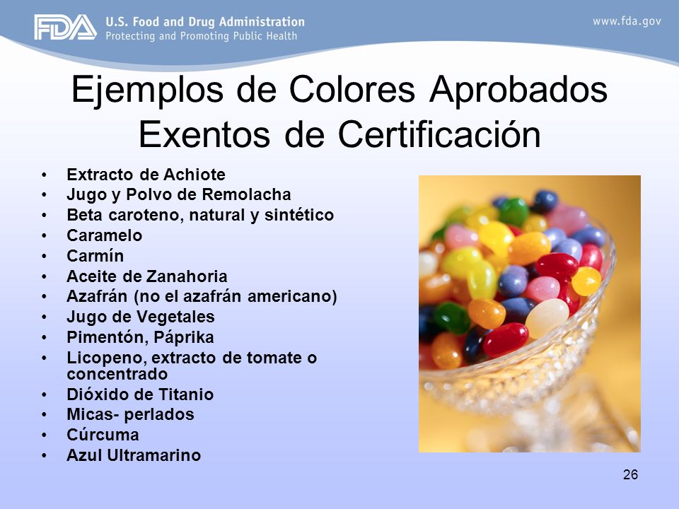 Ejemplos de Colores Aprobados Exentos de Certificación