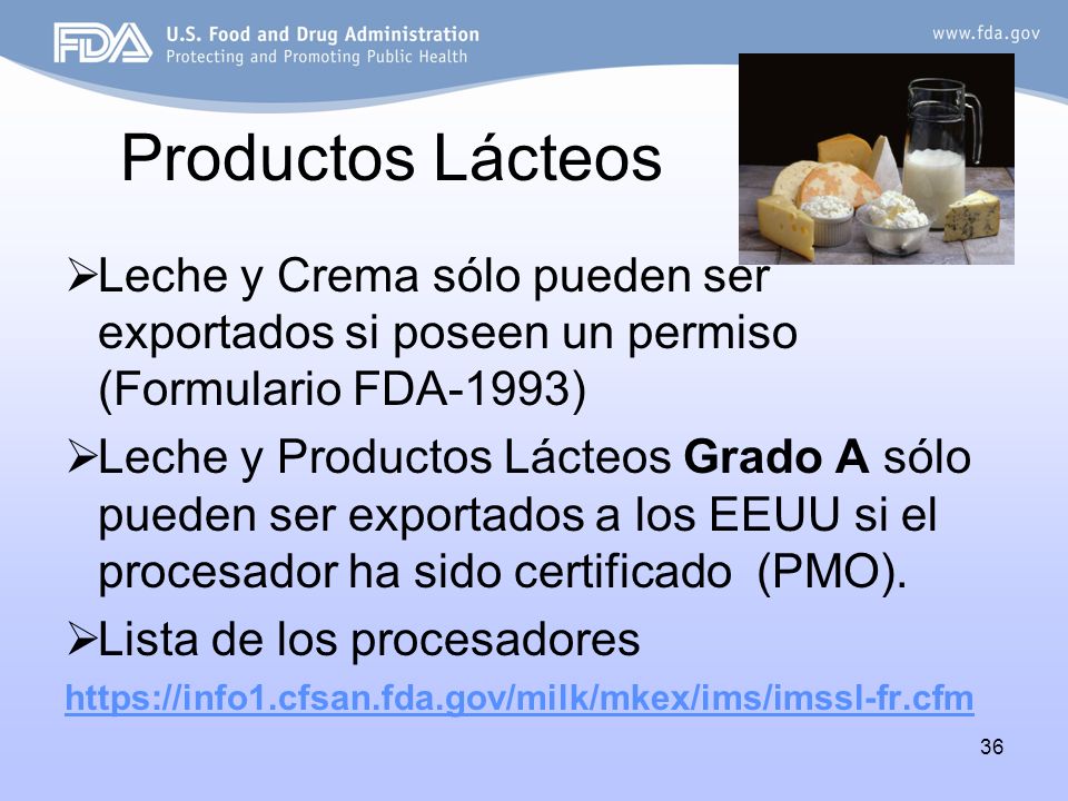 Productos Lácteos Leche y Crema sólo pueden ser exportados si poseen un permiso (Formulario FDA-1993)