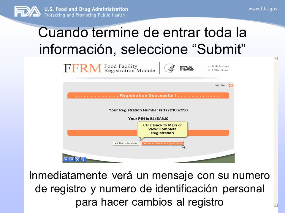 Cuando termine de entrar toda la información, seleccione Submit