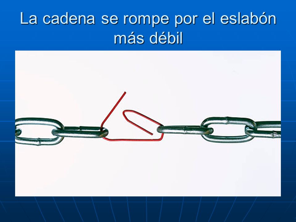 La cadena se rompe por el eslabón más débil