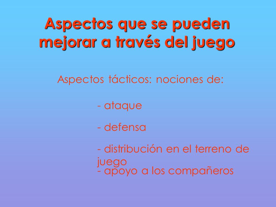 Aspectos que se pueden mejorar a través del juego