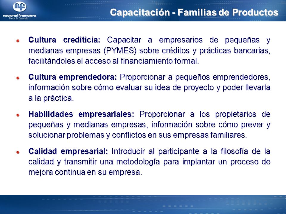 Capacitación - Familias de Productos