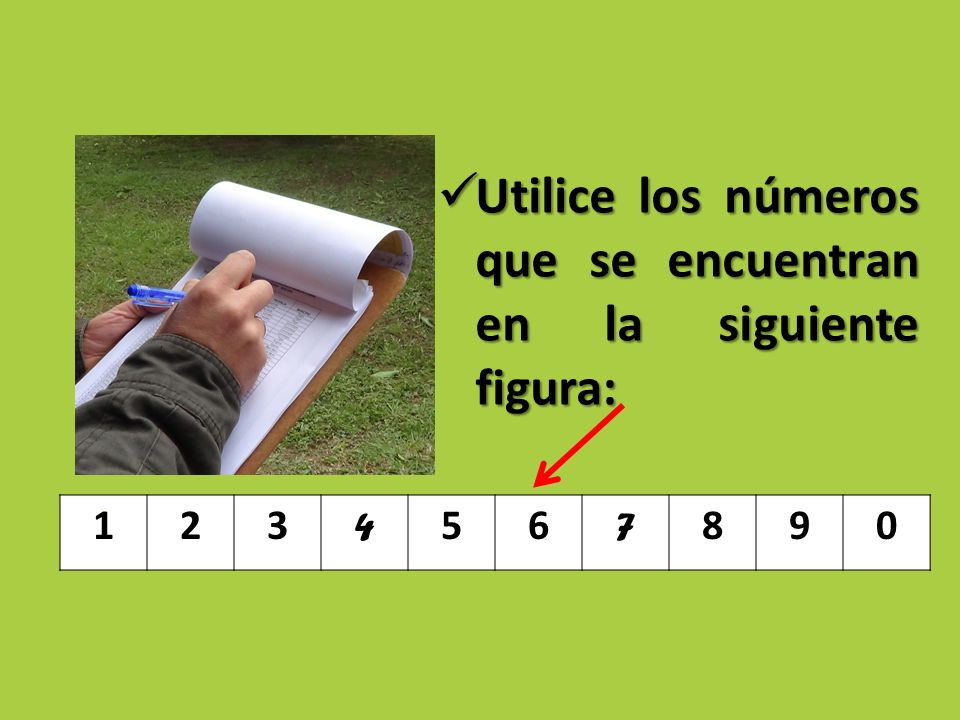Utilice los números que se encuentran en la siguiente figura: