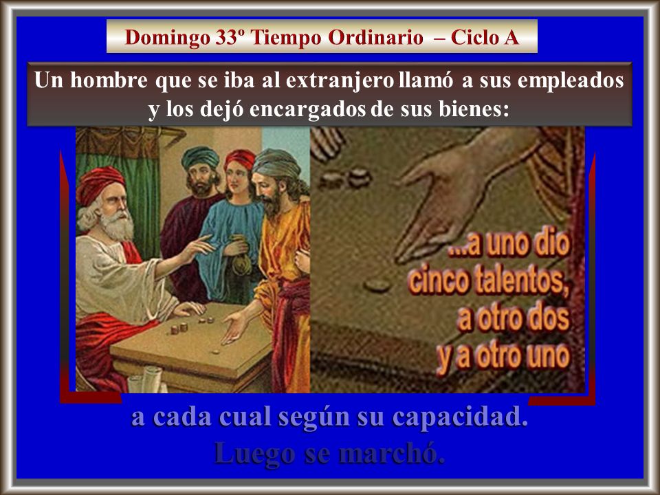 Domingo 33º Tiempo Ordinario – Ciclo A a cada cual según su capacidad.