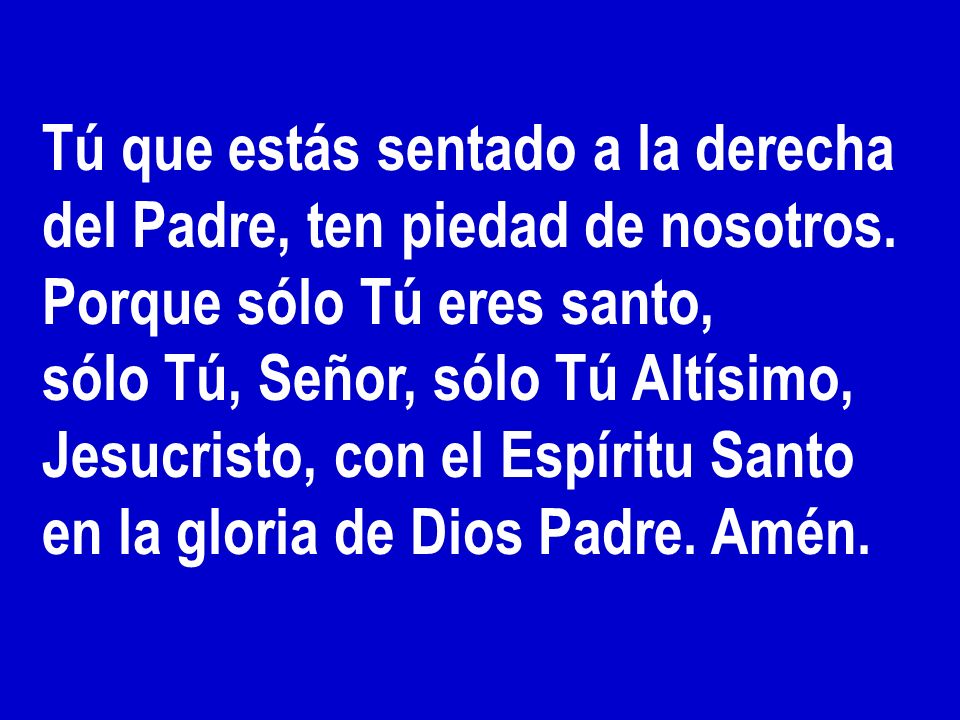 Tú que estás sentado a la derecha del Padre, ten piedad de nosotros.